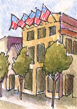 "Downtown Evansville" by Hannah Nickolai, Janesville WI - Watercolor & Ink